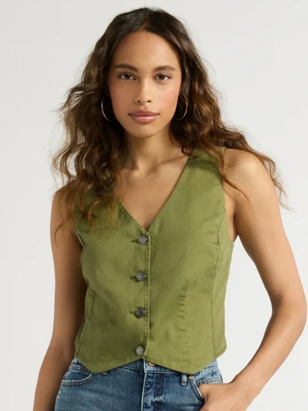 sofia by sofia vergara Olive Green Button-Front Vest